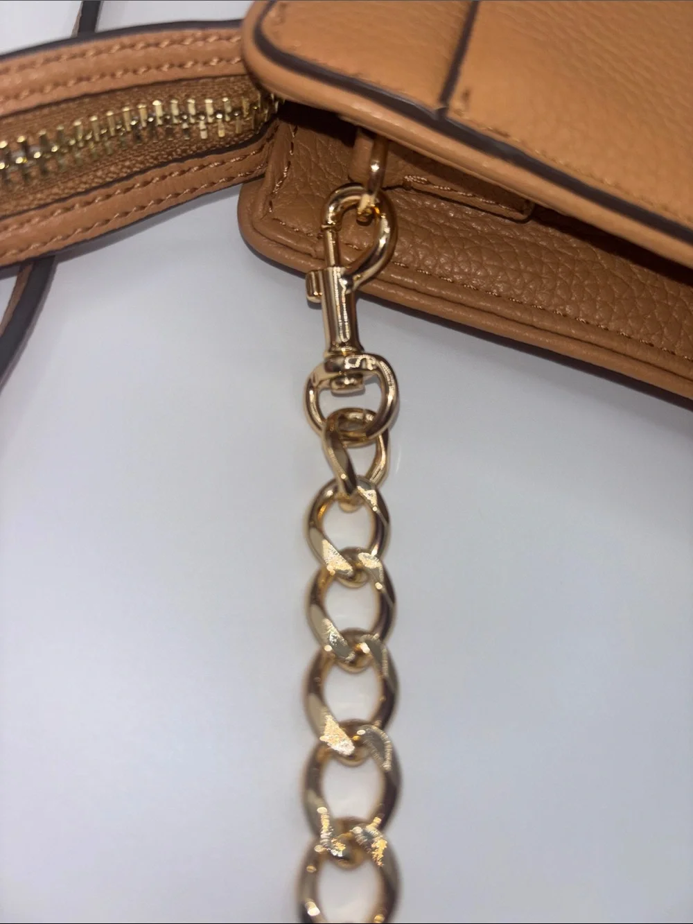 Tory Burch Pebbled Leather Crossbody in Taffee Brown with Gold Hardware